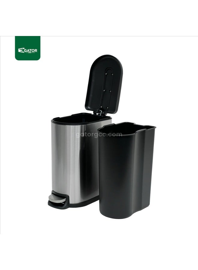 Gator Stainless Steel Pedal Bin – Soft Close | Fingerprint-Proof Matte Silver-10 - Image 2